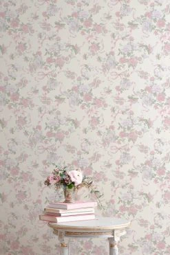 LSF Cabbage Rose Bow Wallpaper Home Decor