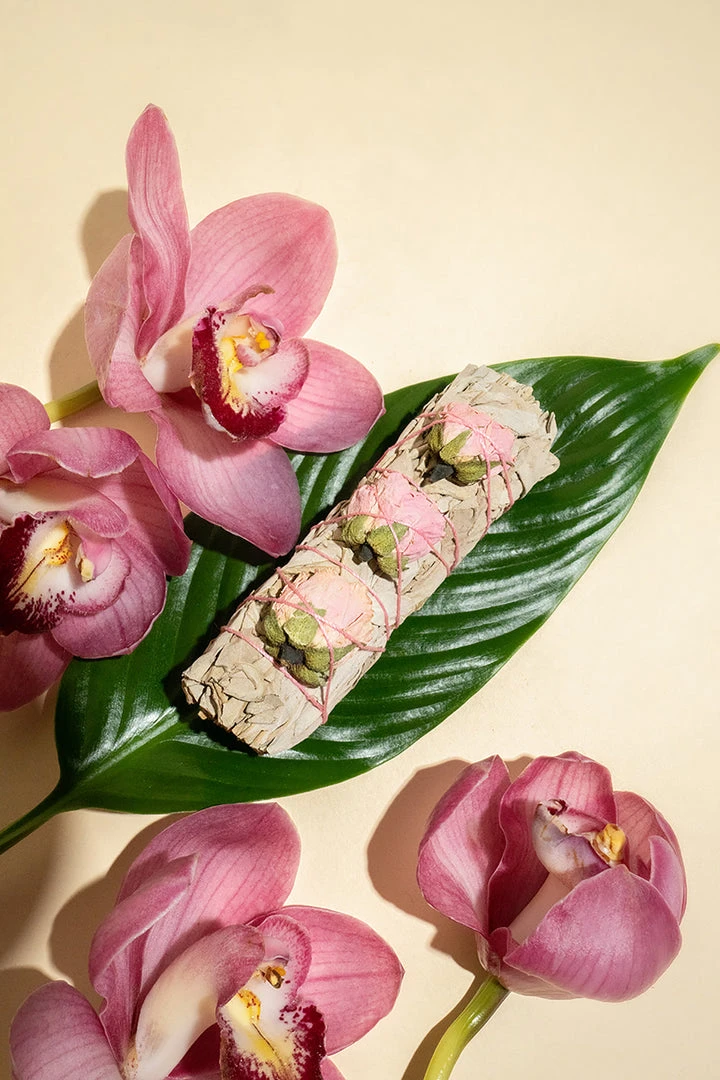 LSF White Sage And Rose Buds Smudge Stick 6 LSF White Sage And Rose Buds Smudge Stick