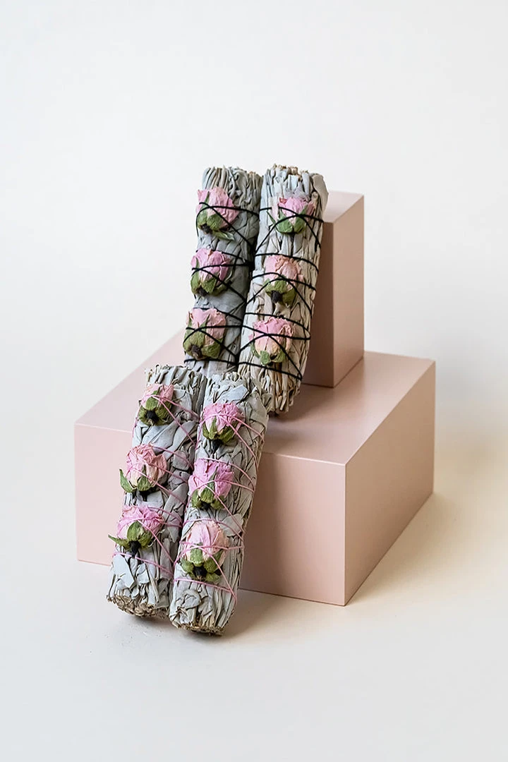 LSF White Sage And Rose Buds Smudge Stick 3 LSF White Sage And Rose Buds Smudge Stick