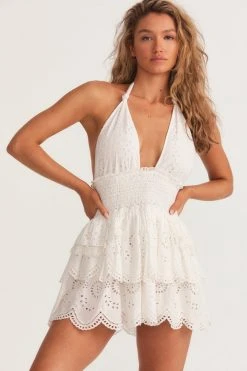 LoveShackFancy Deanna Halter Mini Dress