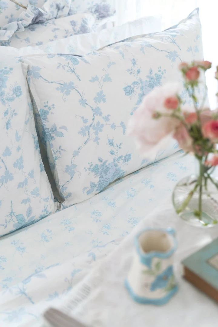 LoveShackFancy La Vie En Rose Duvet Cover & Sham Set - MORNING GREY The Vacation Edit 3 LoveShackFancy La Vie En Rose Duvet Cover & Sham Set - MORNING GREY The Vacation Edit