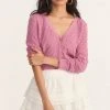 LoveShackFancy Janie Cropped Cardigan - WILD BERRY Tops