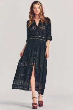 LoveShackFancy Beth Dress - Black Dresses