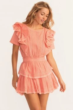 LoveShackFancy Natasha Mini Dress - PEACH BLOSSOM