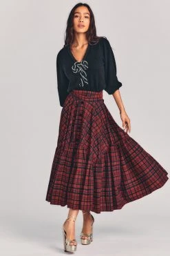 LoveShackFancy Sales 5 LoveShackFancy Bissett Plaid Midi Skirt Skirts