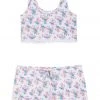 LSF New Arrivals Cabbage Rose Bow Lace Crop Top And Short Set
