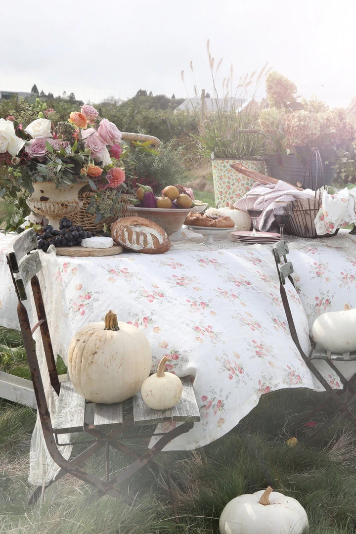 LoveShackFancy Tablescape Linen Tablecloth - NATURAL CREAM 3 LoveShackFancy Tablescape Linen Tablecloth - NATURAL CREAM