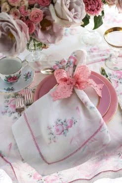 LoveShackFancy Tablescape Linen Napkin Set - PINK MINT